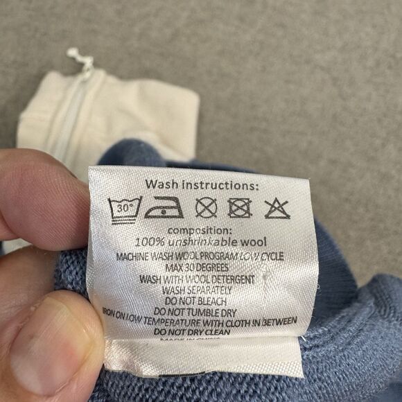 Woolland Norway Juvass Merino Wool Knit Sweater 1/2 Zip Blue Washable Kids 8 - Picture 4 of 9